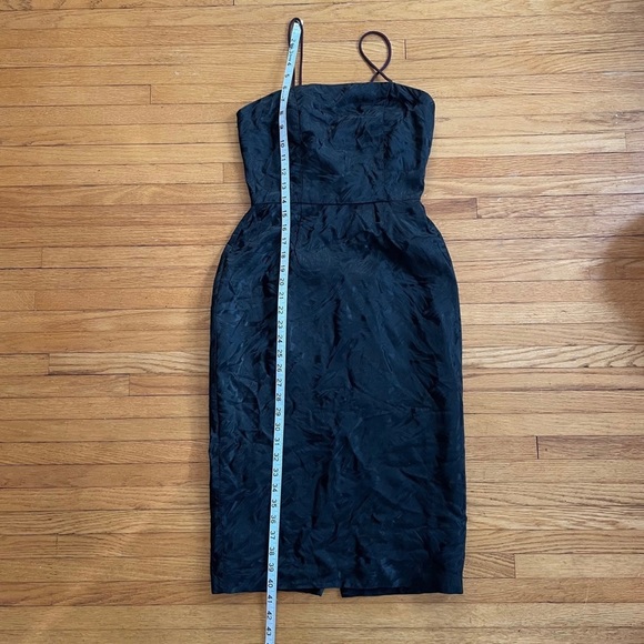 Vintage Women’s Black Floral Spaghetti Strap Acetate Sheath Midi Dress, Size 6 - Picture 7 of 9